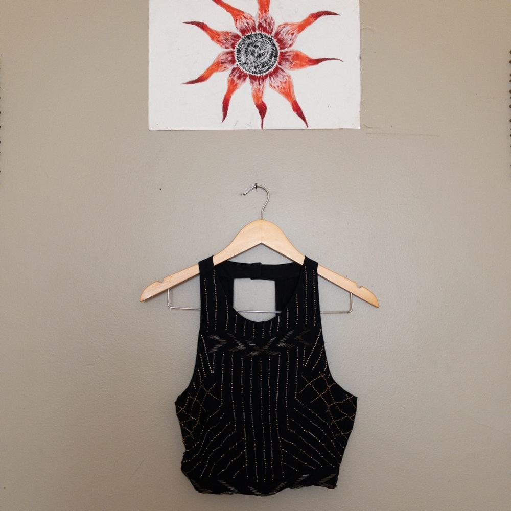 KENDALL + KYLIE cute black beaded crop top